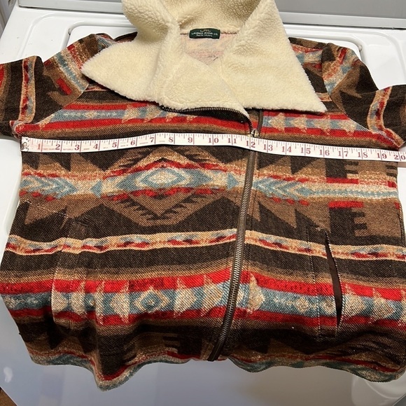 RALPH LAUREN JEANS SHERPA COLLAR NATIVE PRINT LIGHTWEIGHT ZIP JACKET SIZE MEDIUM - Picture 14 of 15